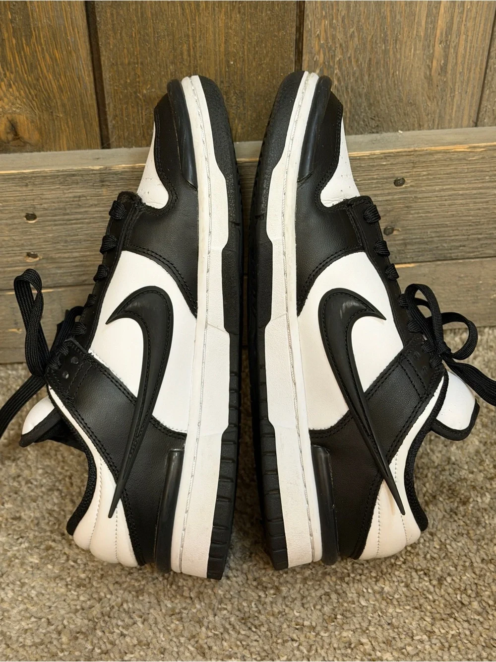 Nike Dunk Low Twist Panda Black White Leather Sneakers Size 9 DZ2794-001